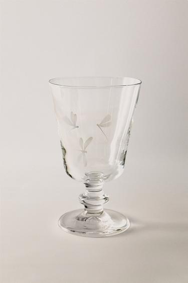 DRAGONFLY TRANSFER WINE GLASS - White by Zara