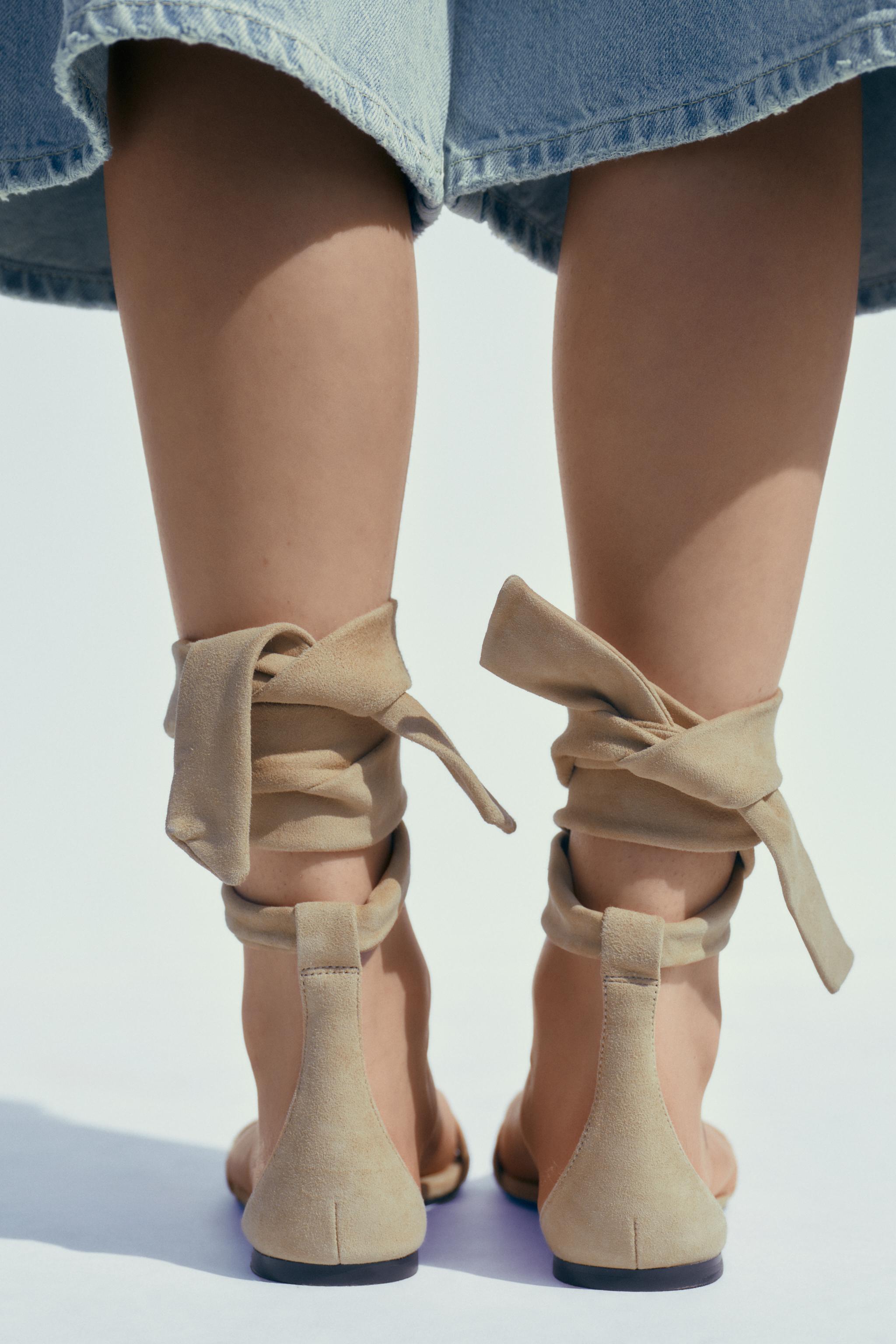 【ZARA】フラット レザー ストラッピー サンダル 3641/510/718 LEATHER STRAPPY FLAT SANDALS - SAND/BROWN | ZARA United States