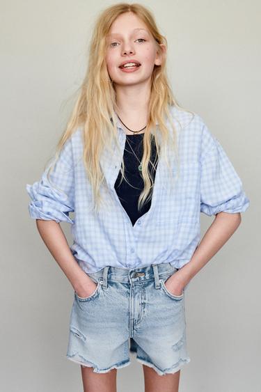 ДЖИНСОВЫЕ ШОРТЫ С РАЗРЕЗАМИ — ГОЛУБОЙ от Zara