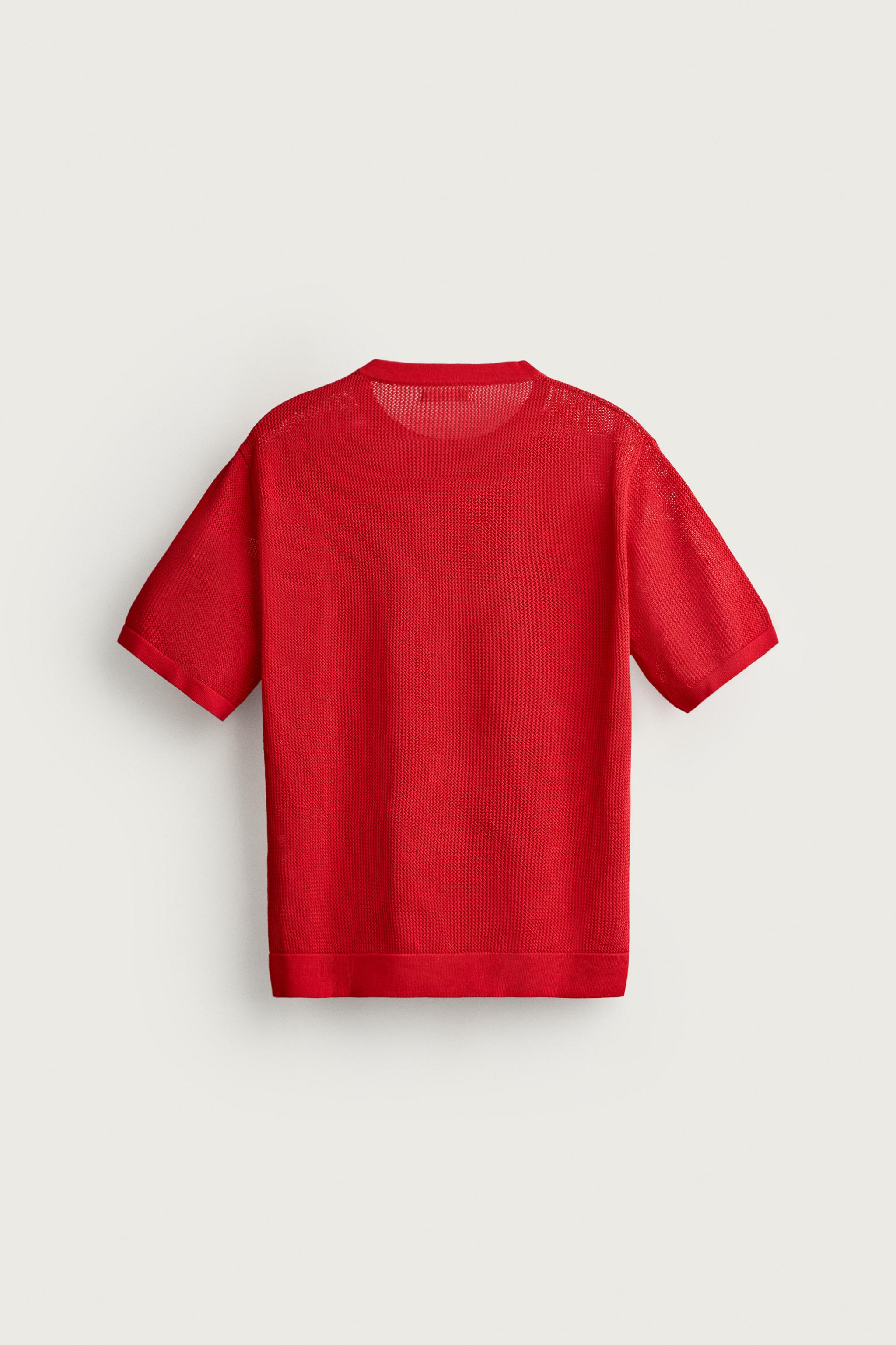 OPEN-KNIT TEXTURED T-SHIRT