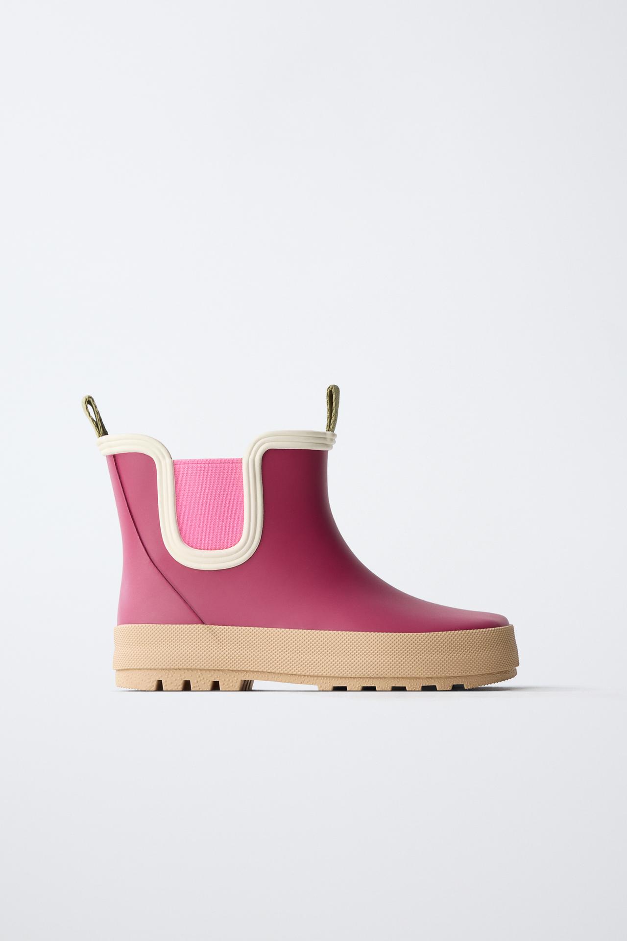 CONTRAST COLOR RAIN BOOTS — Pink