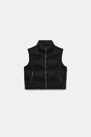 Zara RUBBERIZED PUFFER VEST - Black