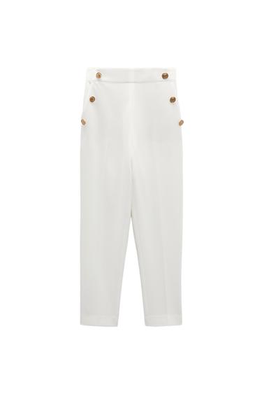 STRAIGHT TROUSERS WITH METAL BUTTONS