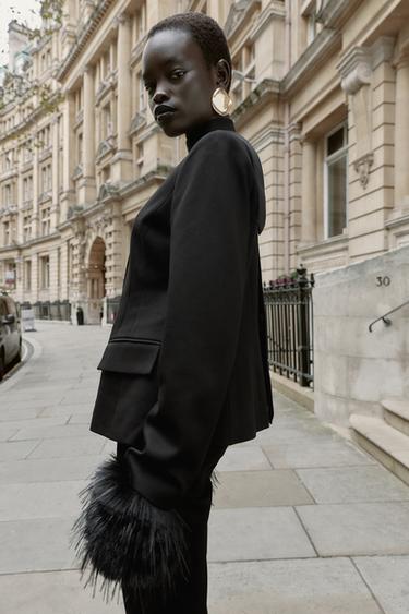 SHORT BLAZER WITH SHOULDER PADS - Black by Zara - Image 3