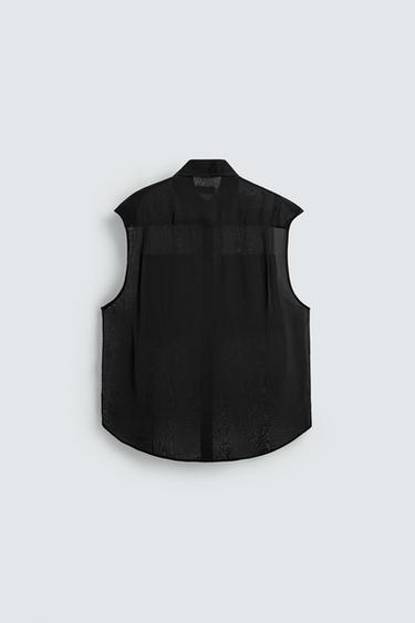 SEMI-SHEER SHIRT WITH POCKETS - Black by Zara - Image 7