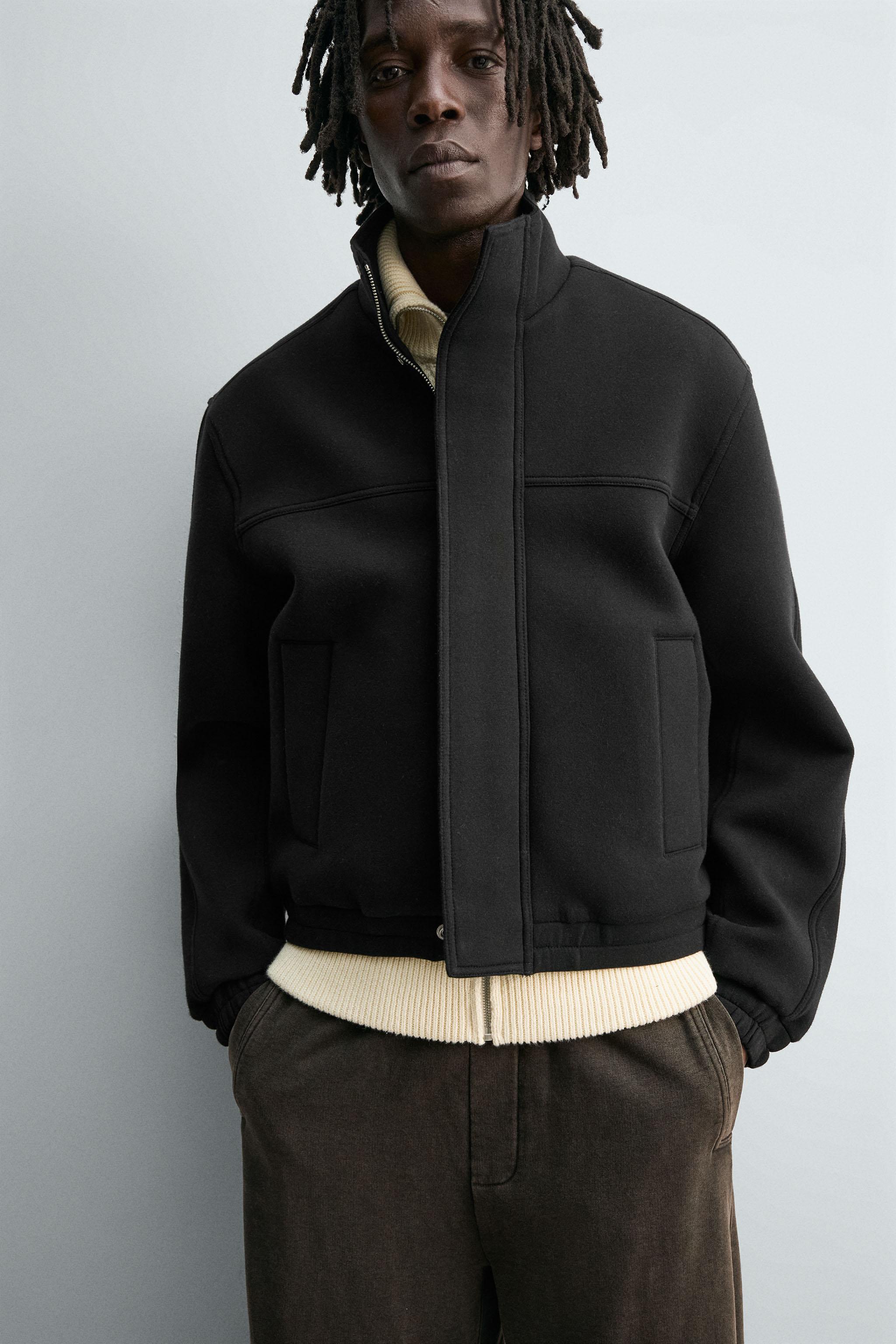 ネオプレン風 ボクシーフィットジャケット - ブラック | ZARA