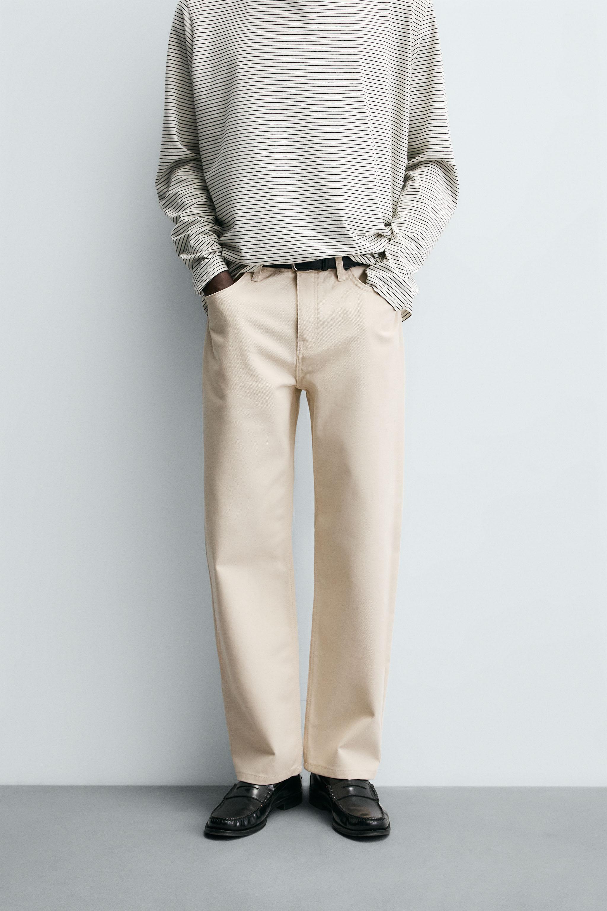 STRAIGHT FIT PANTS - Ecru | ZARA Canada