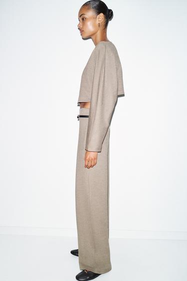 LONG SLEEVE CROP TOP - Beige by Zara - Image 4