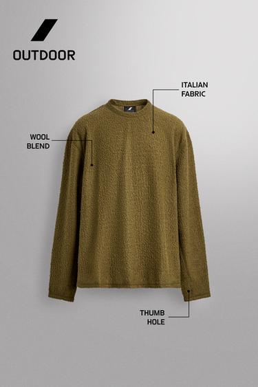 SWEAT TEXTURÉ AVEC LAINE - vert olive de Zara - Image 6