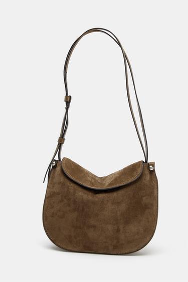 LEATHER FLAP HANDBAG - Green by Zara - Image 7