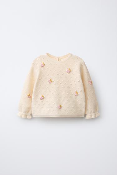 OPEN-KNIT JUMPER WITH BOBBLES - Ecru by Zara
