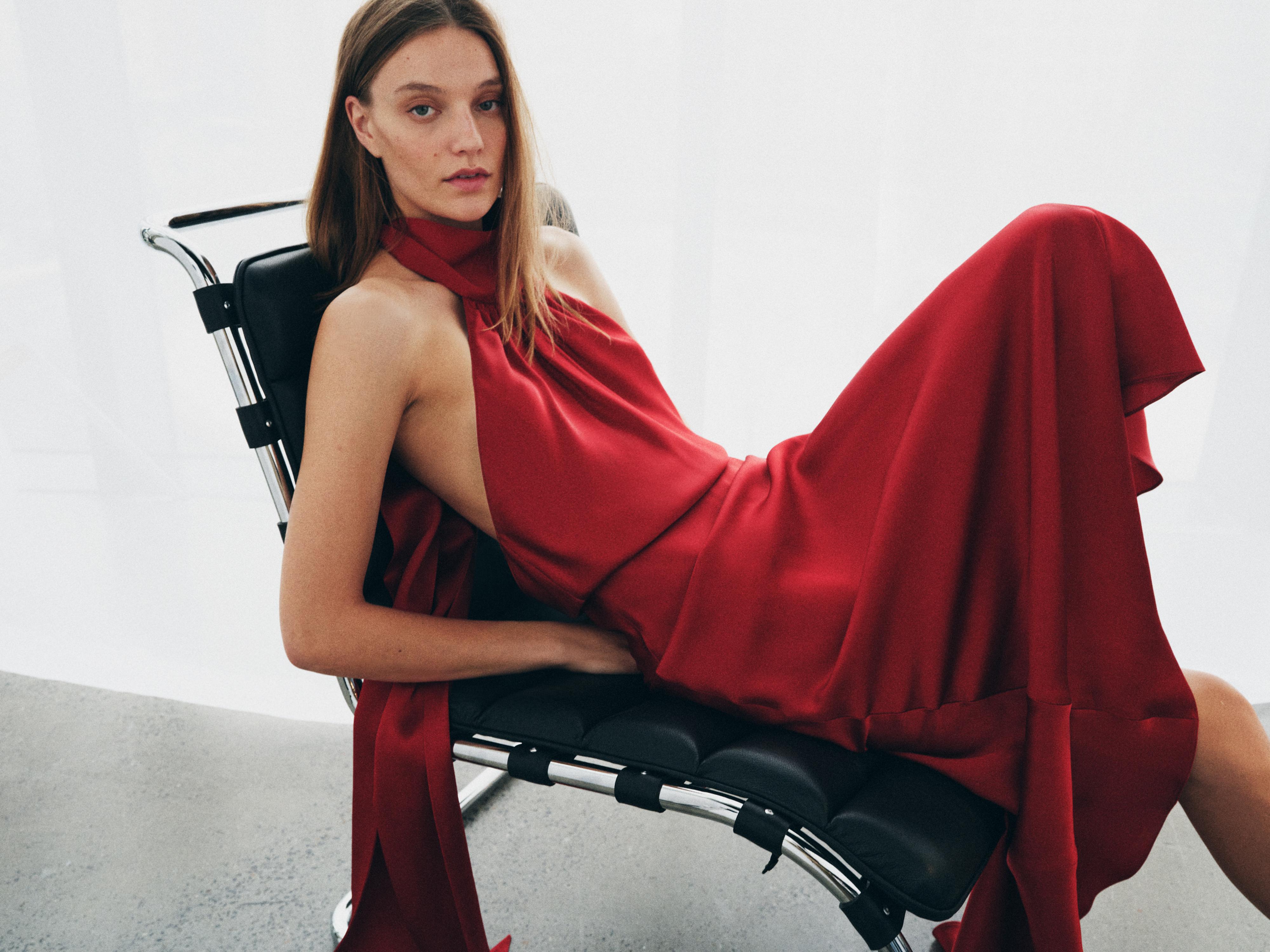 ZW COLLECTION SATIN EFFECT HALTER DRESS