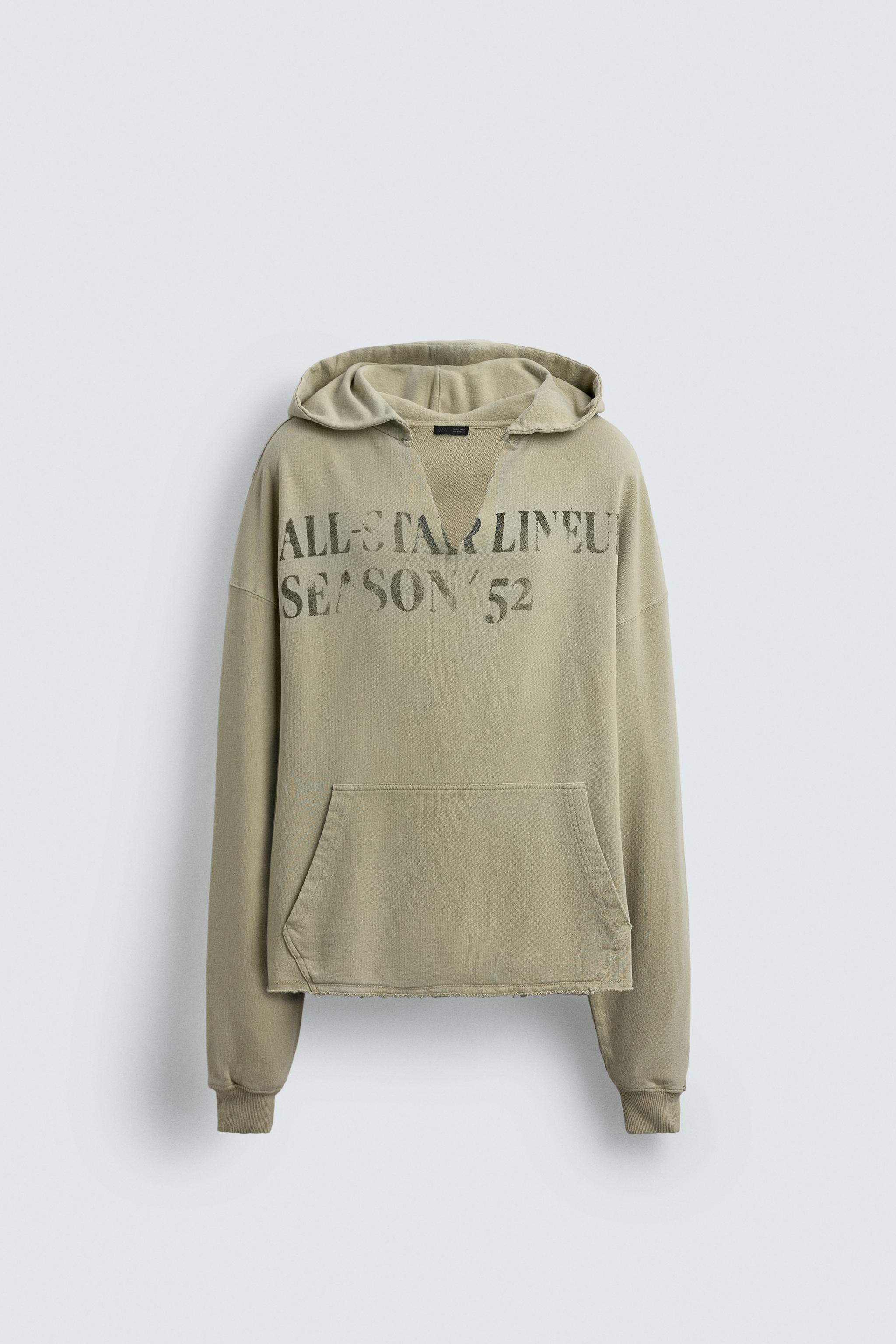 WASHED PRINTED TEXT SWEATSHIRT