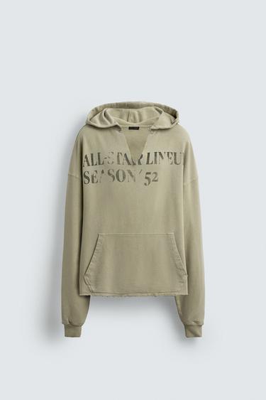 WASHED SLOGAN SWEATSHIRT - Greenish by Zara