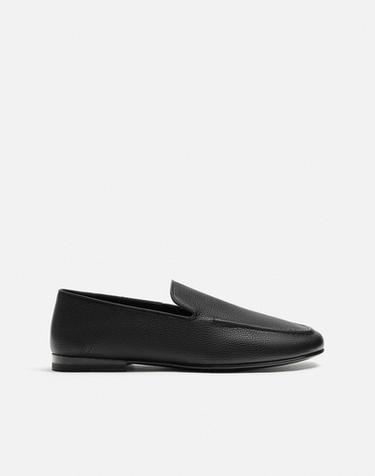 Zara LEATHER LOAFERS - Black