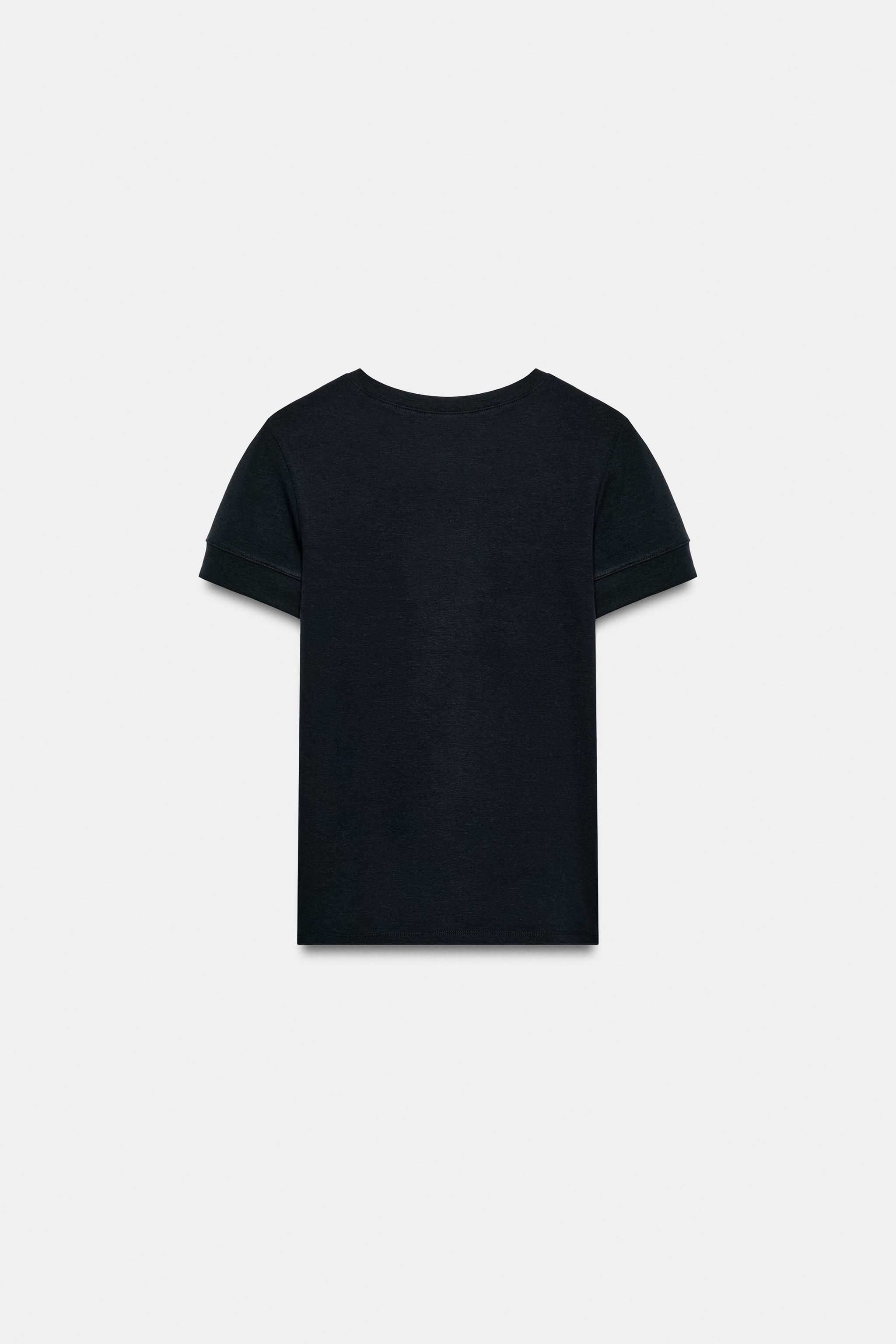Zara MİNİMAL KISA KOLLU T-SHIRT görsel 6