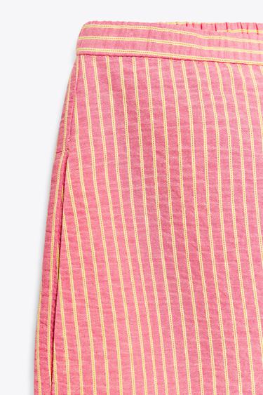 PANTALON LARGE RAYÉ - Rose de Zara - Image 8