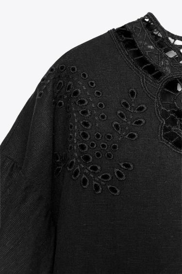 ZW COLLECTION EMBROIDERED MIDI DRESS - Black by Zara - Image 4