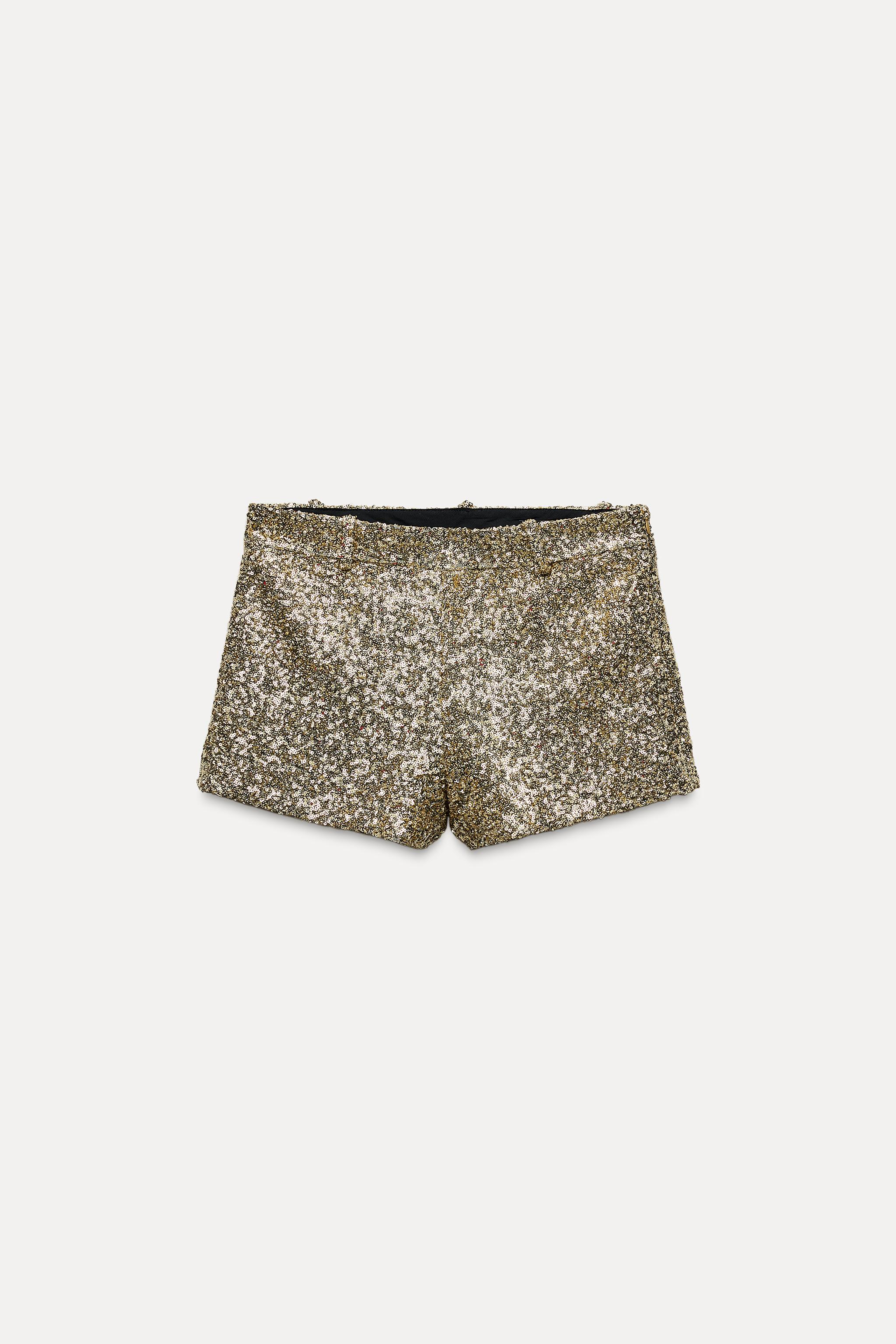 SEQUIN SHORTS ZW COLLECTION Gold ZARA United Kingdom