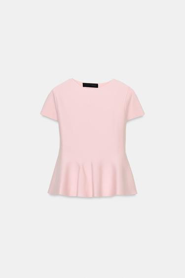 페플럼 니트 탑 - Zara의 로즈핑크 - 이미지 0