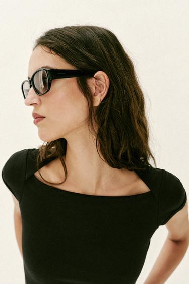 T-SHIRT ENCOLURE CARRÉE - Noir de Zara - Image 3