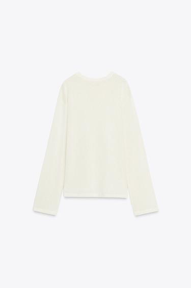 TOP EN MAILLE AJOURÉ - Blanc cassé de Zara - Image 7