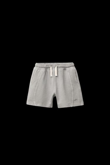 Zara GARMENT DYE EMBROIDERED LOGO BERMUDA SHORTS - Beige - Image 0