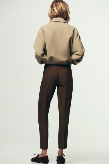 PANTALON TAILLE HAUTE - Marron de Zara - Image 3