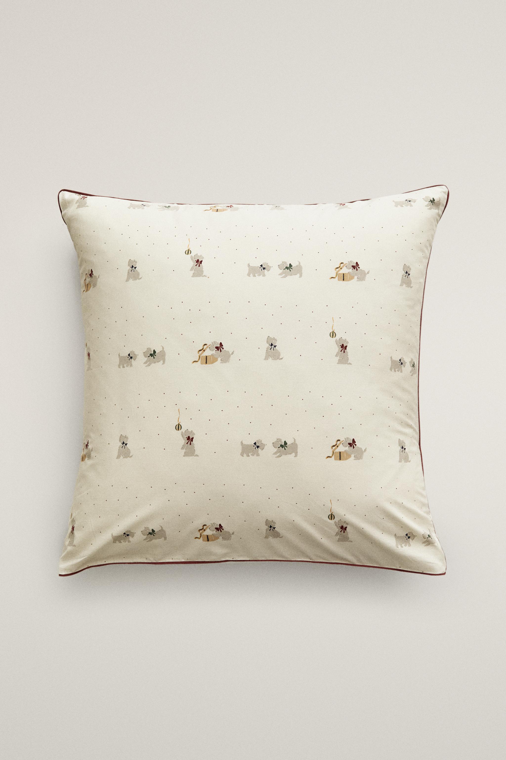 TAIE D’OREILLER ENFANT CHIOTS NOËL COTON (200 FILS)
