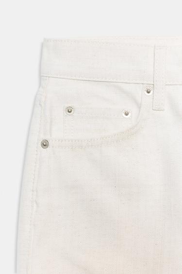 ZW COLLECTION MID-WAIST STRAIGHT LEG JEANS - Ecru by Zara - Image 6