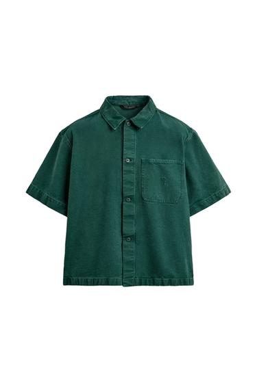 CAMISA DENIM RELAXED FIT - Verde de Zara