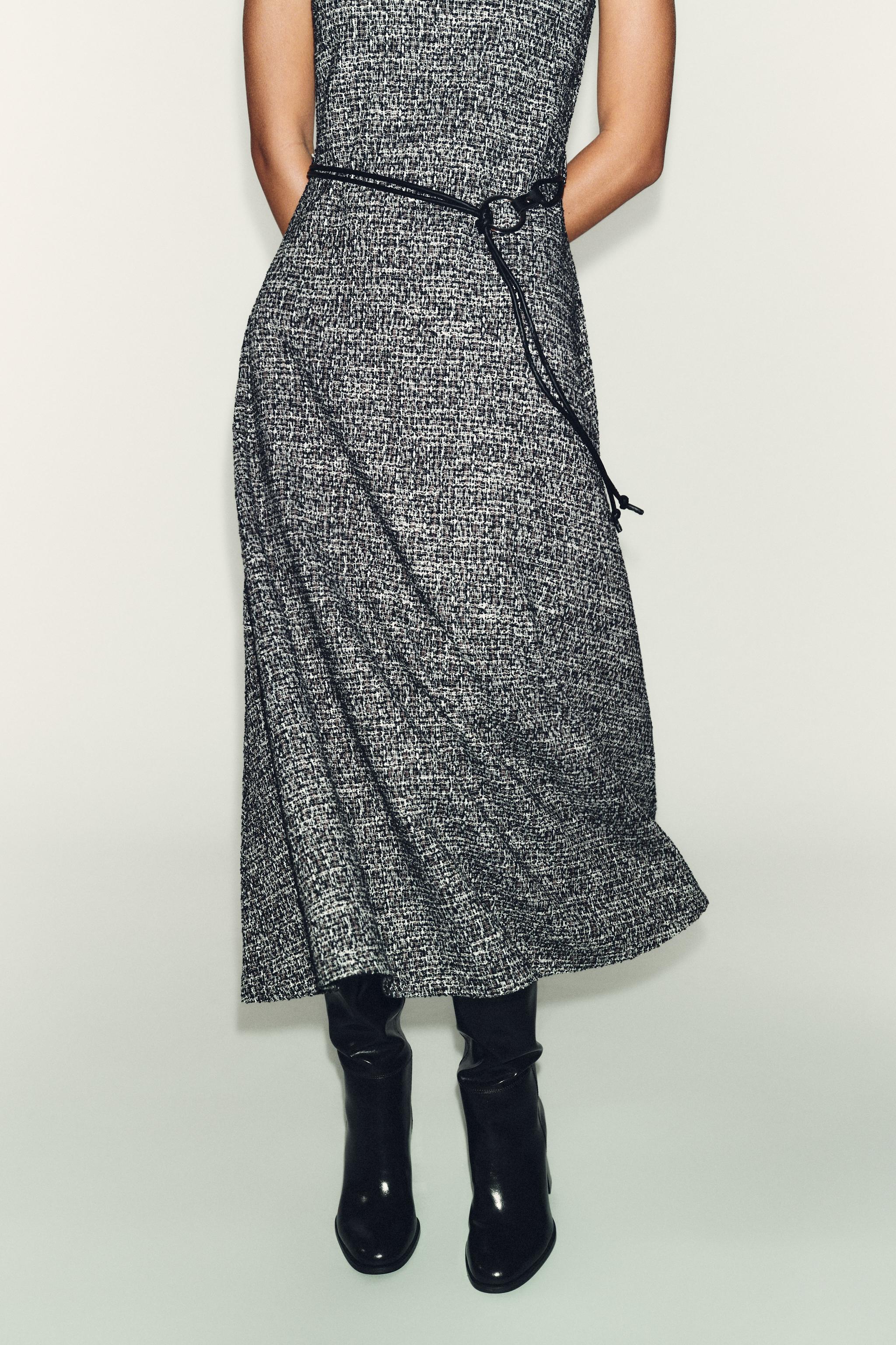 TEXTURED BELTED DRESS