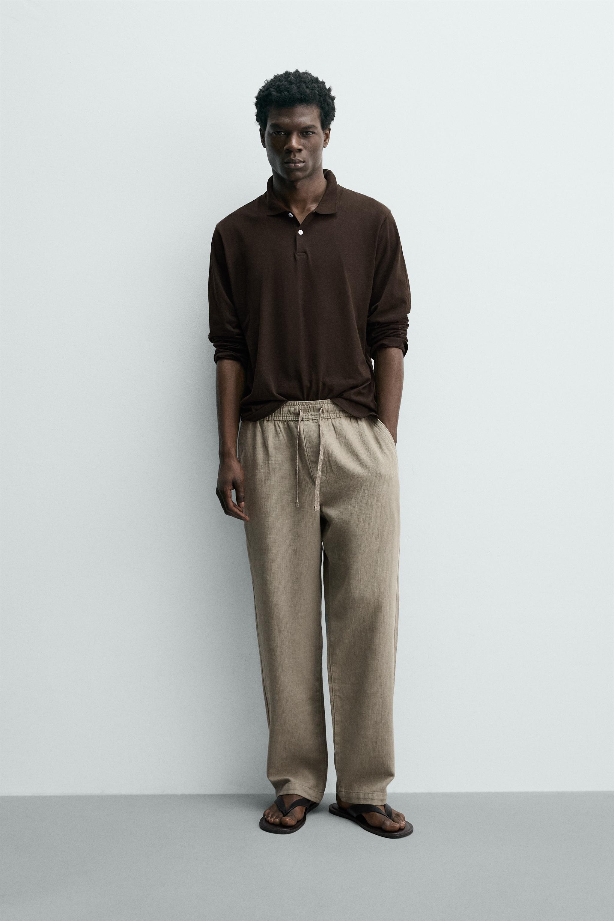 Zara DOKULU RELAXED FIT PANTOLON