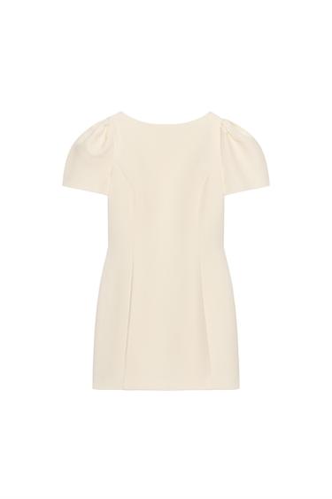 Zara SHORT PLEATED POCKET DRESS - Oyster-white
