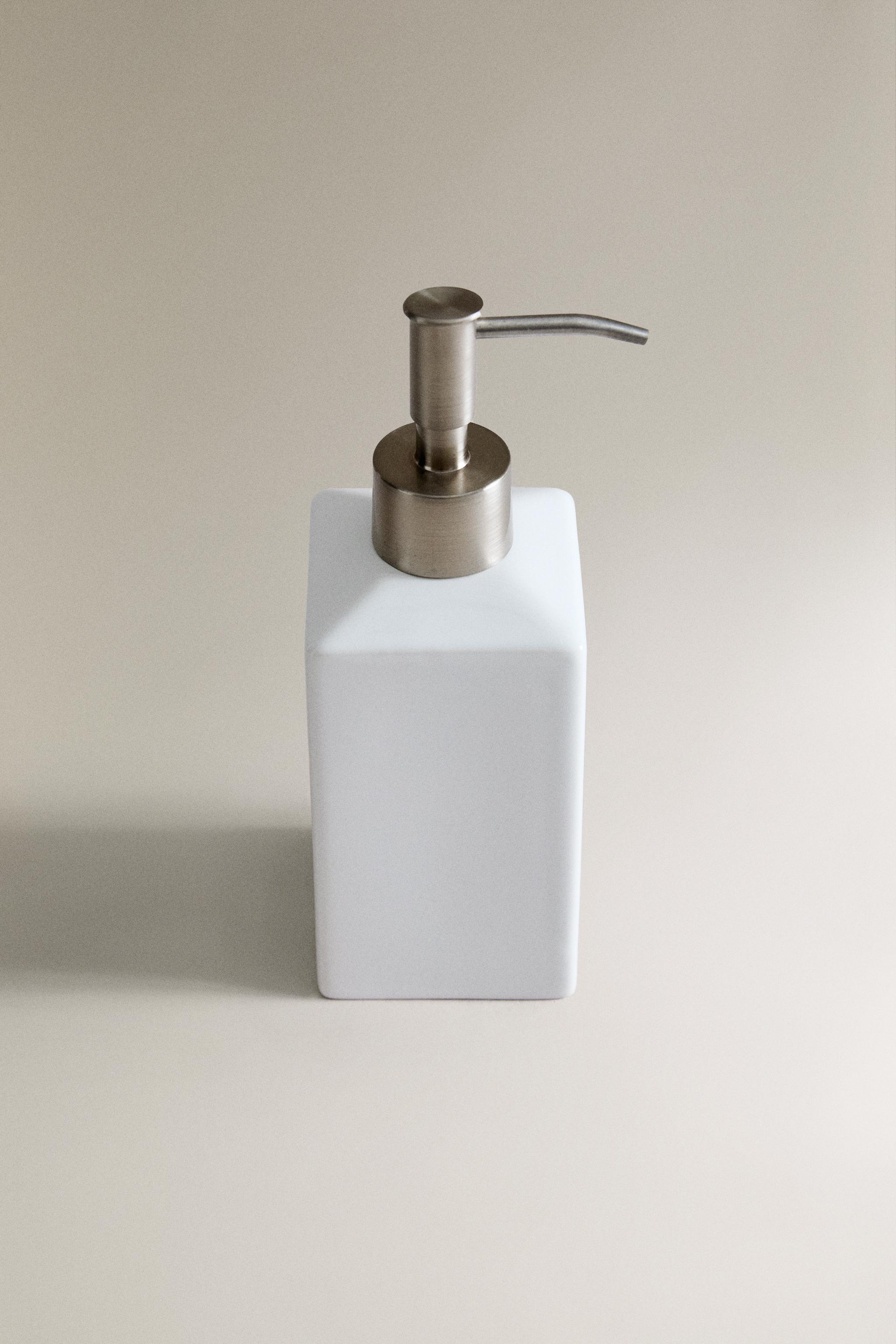 WHITE EARTHENWARE SOAP DISPENSER — White