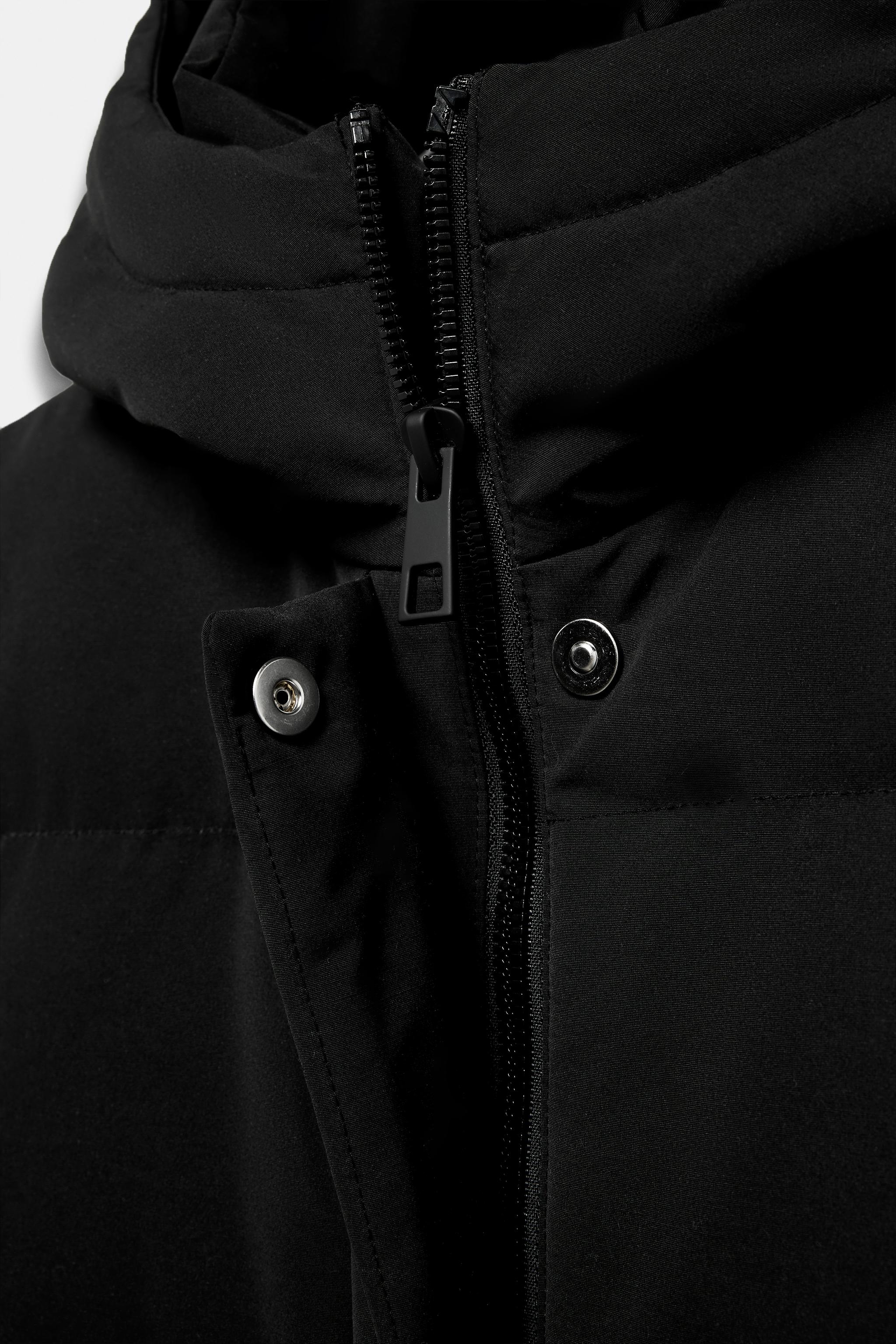 LONG WATER REPELLENT WINDPROOF HOODED DOWN COAT