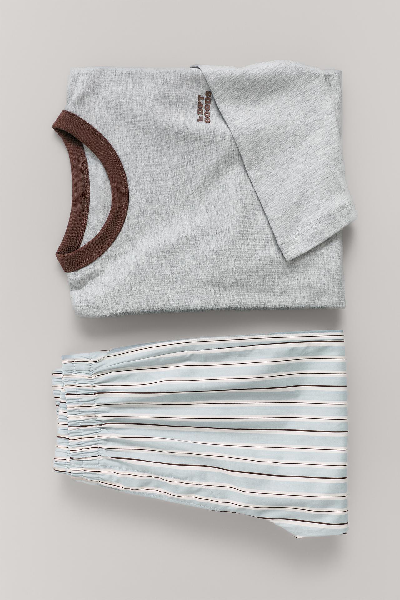 6-14 YEARS/ STRIPED PYJAMA SET — Blue