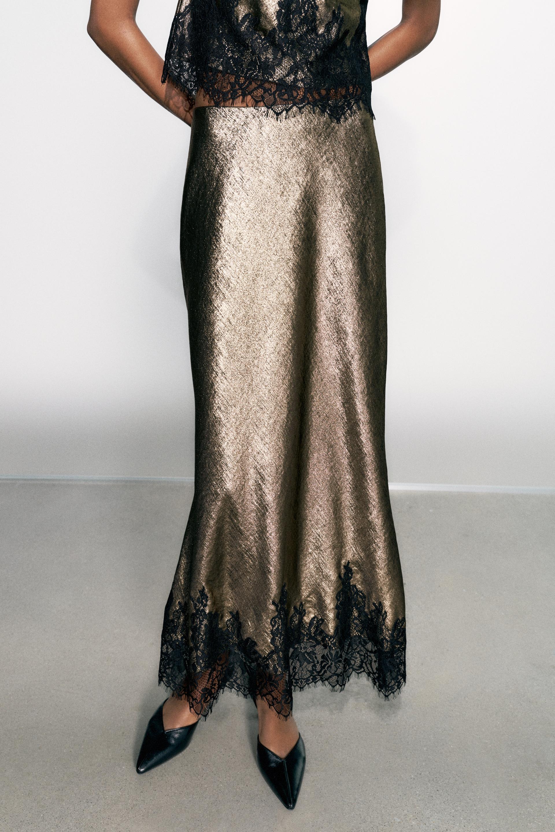 METALLIC EFFECT LACE SKIRT thumbnail 5