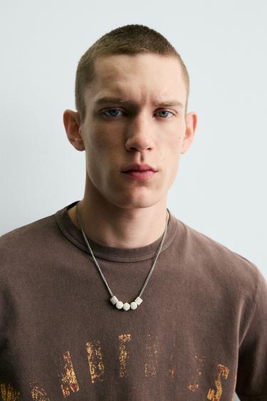 WASHED PRINTED KNIT T-SHIRT - Brown by Zara - Image 5