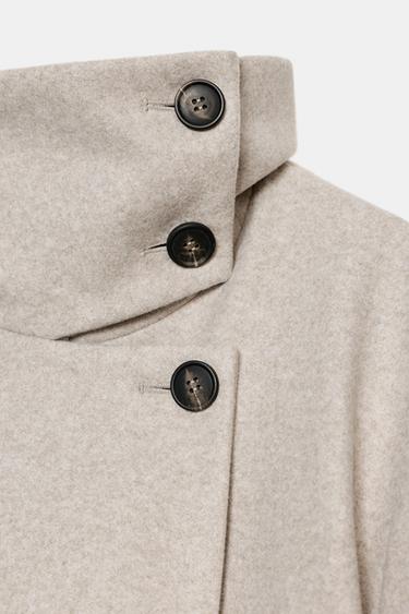 SHORT COAT WITH HIGH COLLAR - Beige by Zara - Image 5