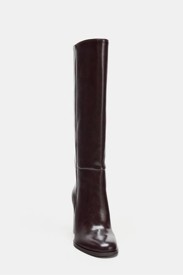 BLOCK HEEL KNEE-HIGH BOOTS - Brown by Zara - Image 3