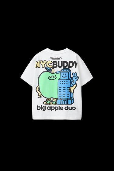 Zara PRINTED T-SHIRT - Oyster-white