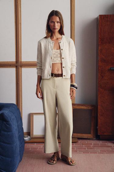 CARDIGAN WITH 3/4 SLEEVES - Light beige by Zara