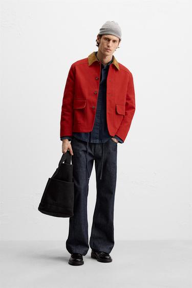 JACKET WITH CONTRAST COLLAR - Red by Zara - Image 0