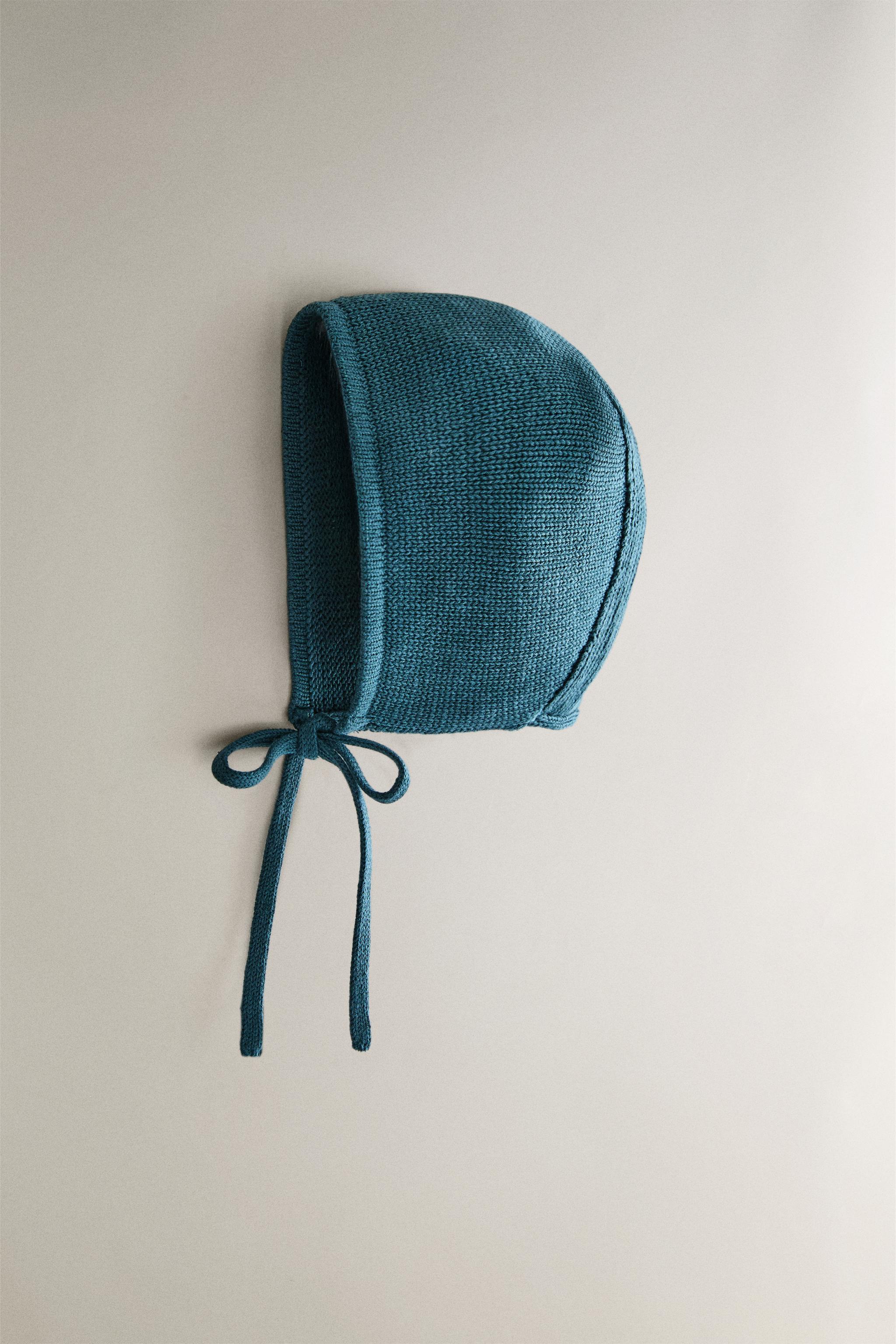 BABY KNIT BONNET — Blue (alternate view)