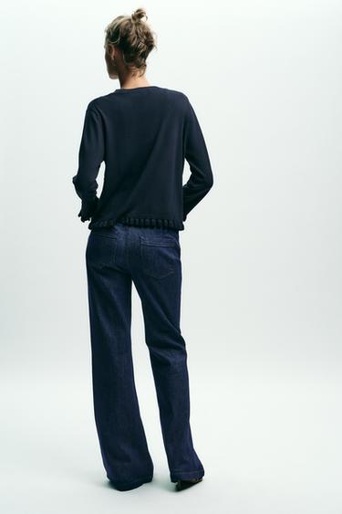 RUFFLE TRIM CARDIGAN - Navy blue by Zara - Image 3