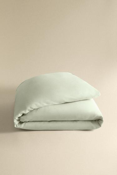 WASHED LINEN DUVET COVER (140 GSM) - Light green by Zara - Image 4