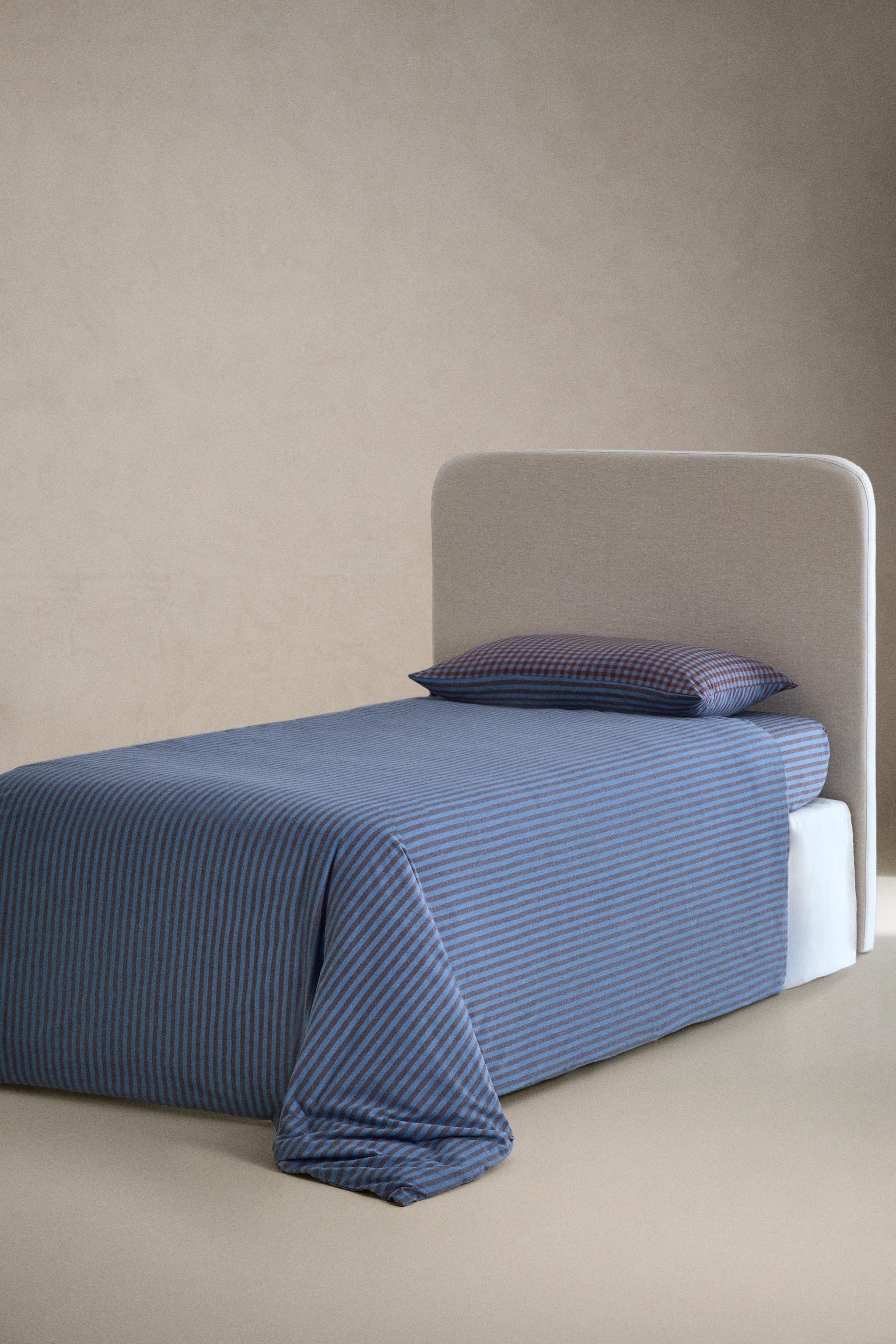 REVERSIBLE FLANNEL COTTON KIDS DUVET COVER — Bluish