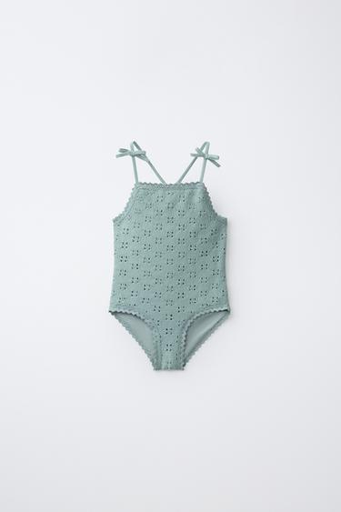 6-14 YEARS / CROCHET KNIT SWIMSUIT - Sea green by Zara
