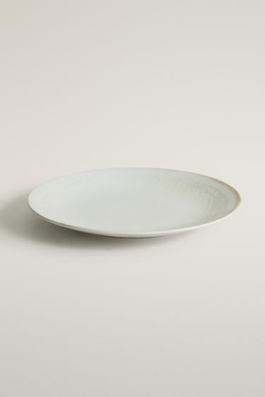 DISTRESSED STONEWARE DINNER PLATE — Ecru 2